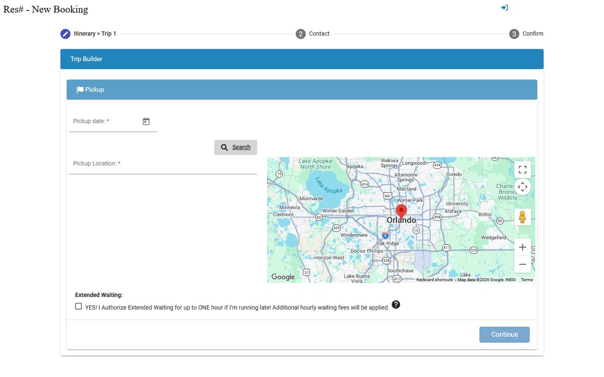 Transportation company embeddable Angular booking widget with live map pickup selection