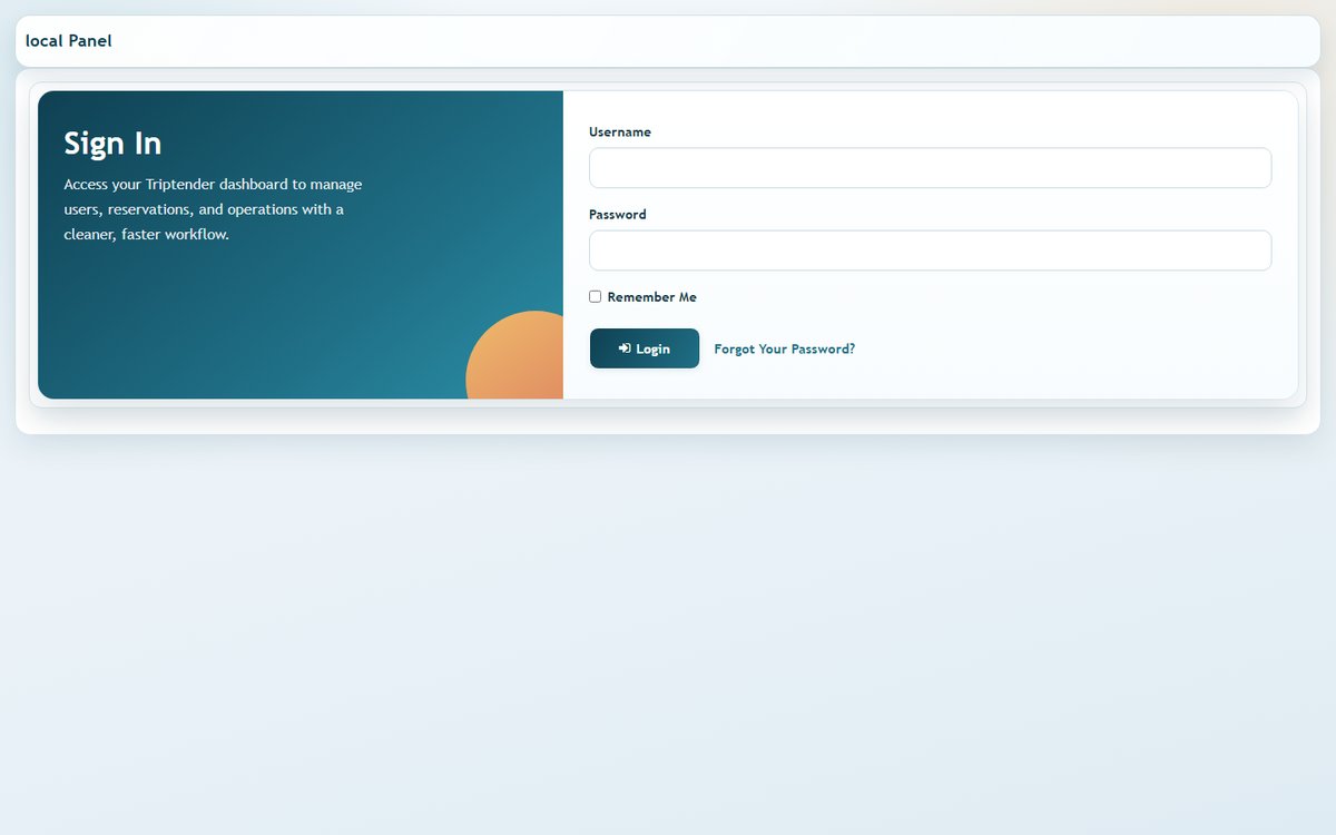Transportation company sign-in screen